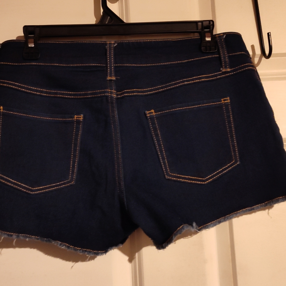No Boundaries Blue Jean Shorts Raw Hem